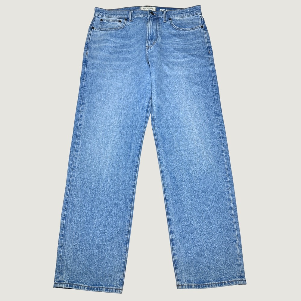 NEW Madewell The Athletic 1991 Straight Jeans Men 32x30 Stretch Denim Light Wash